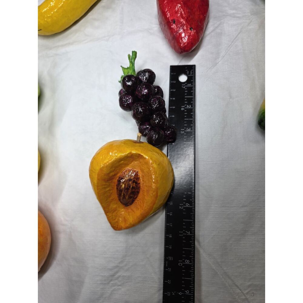 Vintage Paper Mache Fruit Decorative Folk Art Hand Crafted Apple Grapes 11 pc - Picture 14 of 15